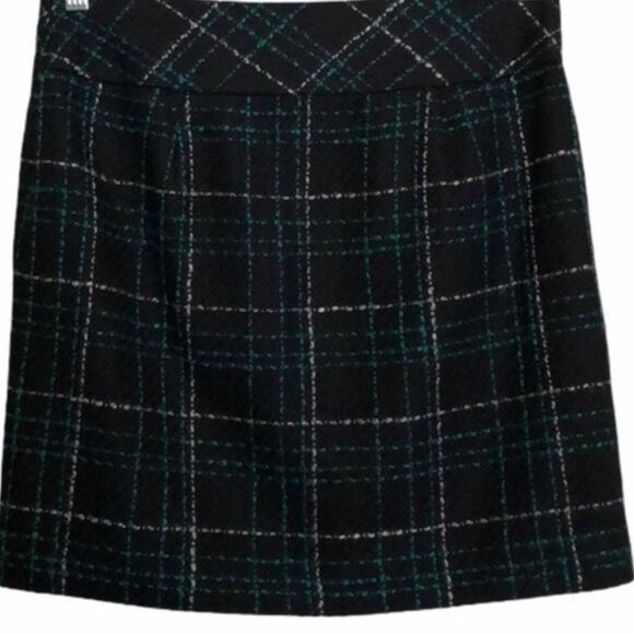 Loft Windowpane Plaid Straight Tweed Mini Skirt Size 8 - Picture 1 of 2